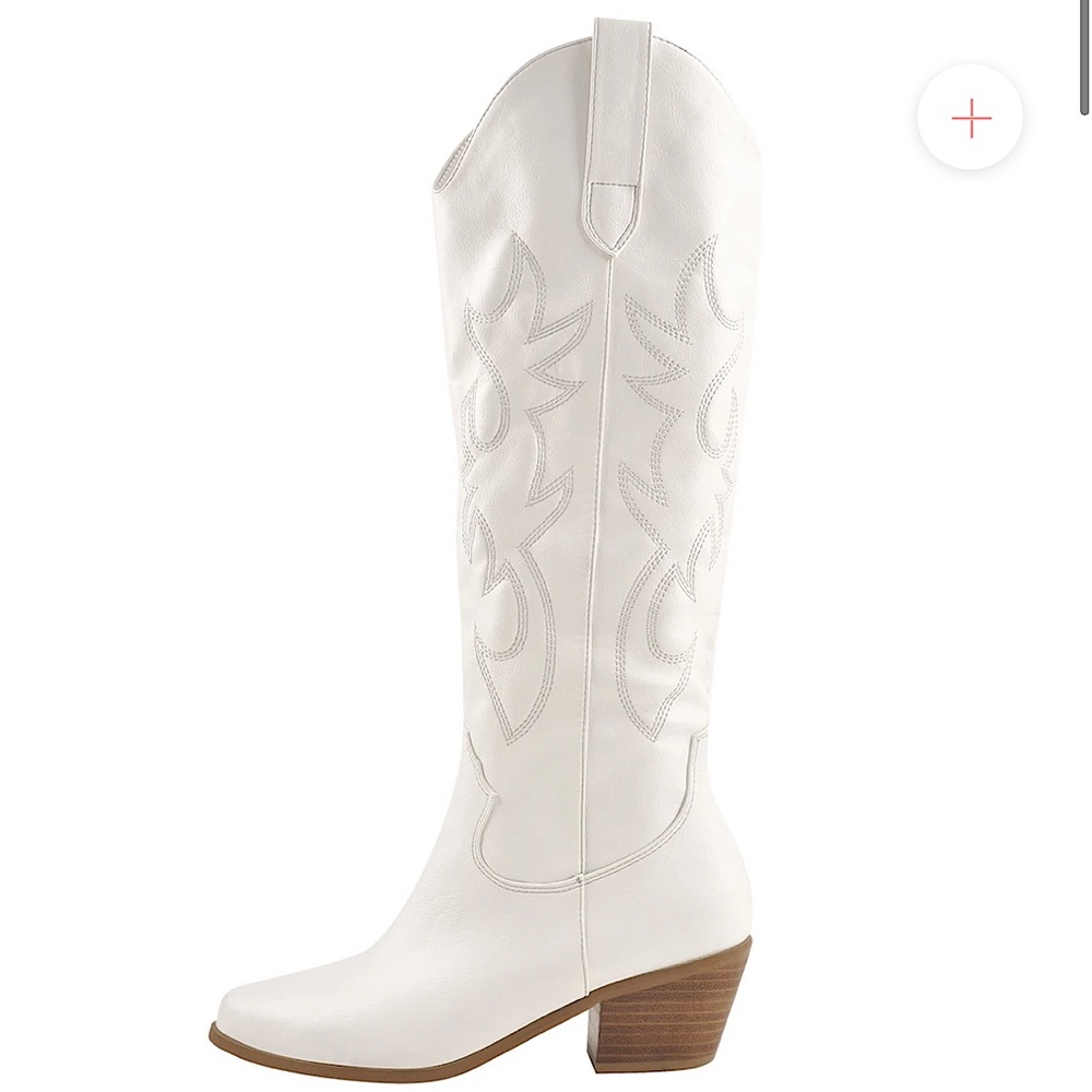 White tall cowboy boots